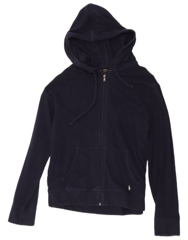 Polo Ralph Lauren Pull à capuche zippé pour femme UK 14 Coton bleu marine moyen