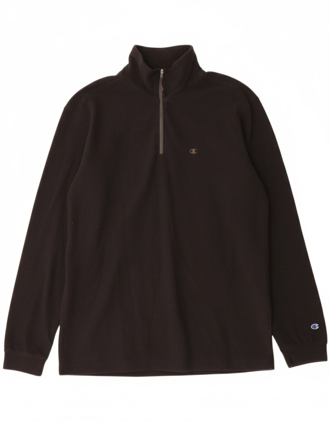CHAMPION Mens Zip Neck Fleece Jumper 2XL Black Polypeptide