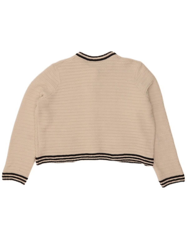 Marks & Spencer Pull cardigan court pour femme UK 16 Grand blanc cassé rayé