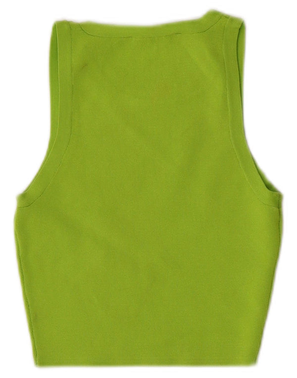 Zara Femme Crop Débardeur UK 4 XS Vert Viscose