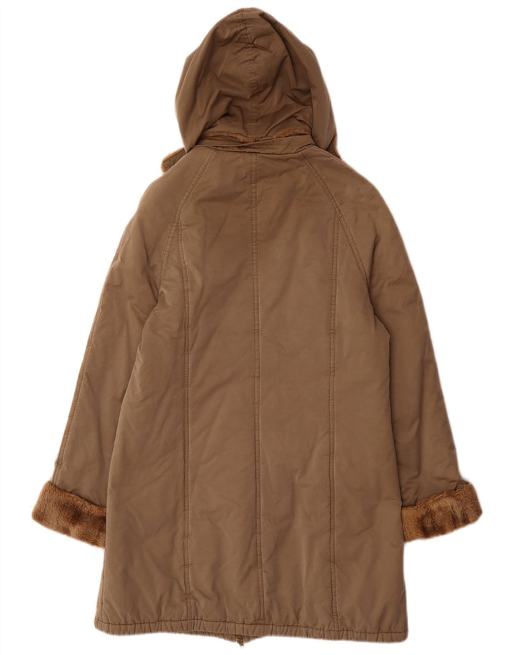 Max & Co. Manteau rembourré à capuche pour femme UK 12 Coton marron moyen