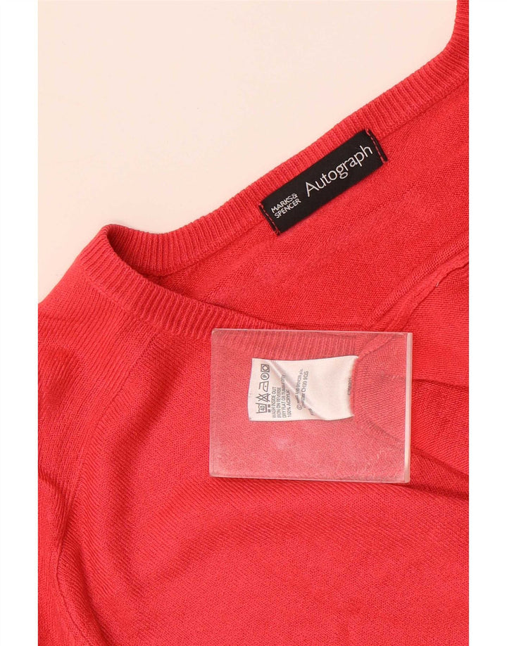 Marks & Spencer Pull autographe à col en V pour homme, grand, rouge, acrylique