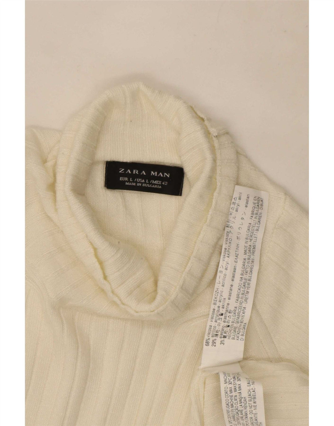 Zara Pull Col Roulé Homme Large Blanc Viscose