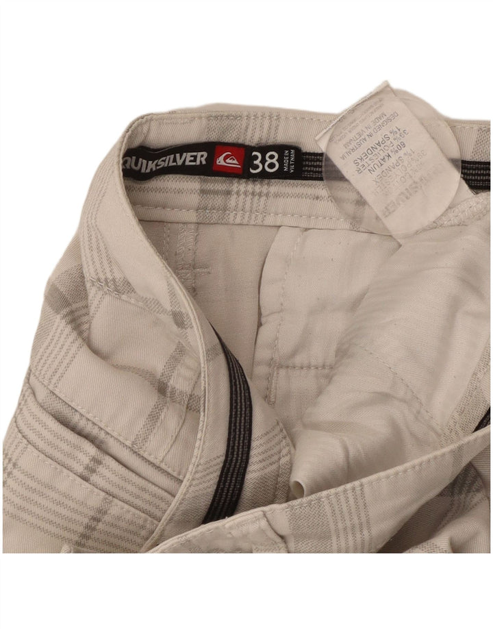 QUIKSILVER Short Chino Homme W38 XL Coton à Carreaux Blanc