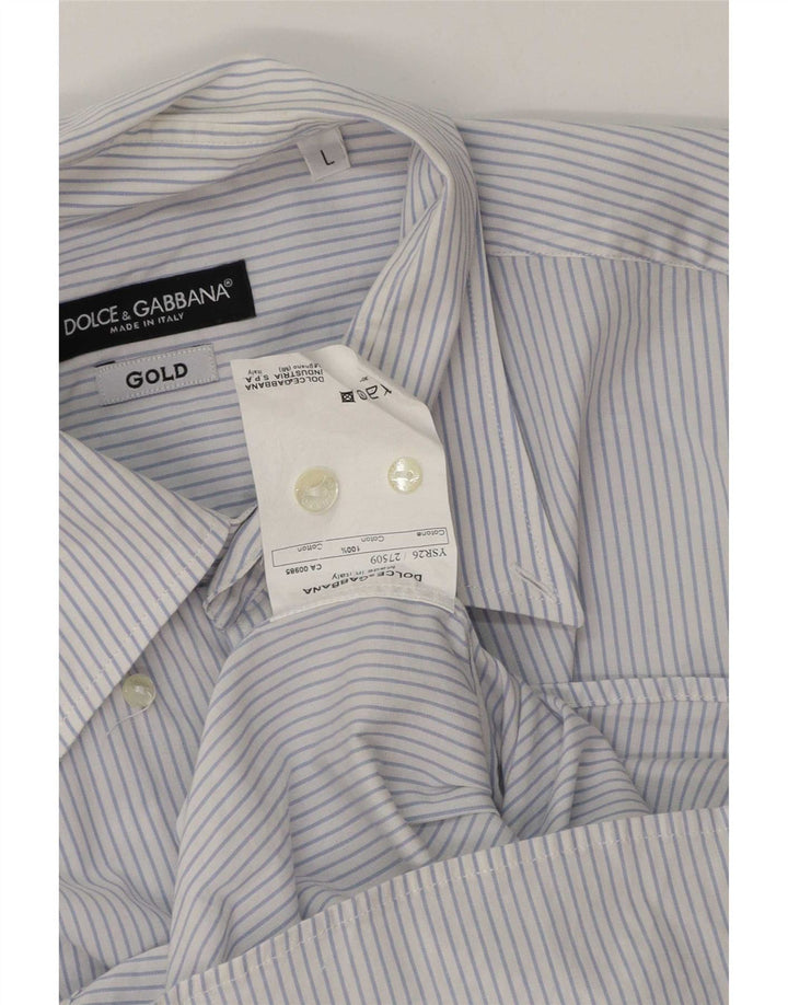 Dolce & Gabbana Chemise Homme Grand Coton Bleu À Fines Rayures