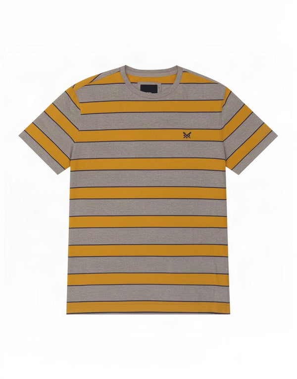 Crew Clothing Mens T-Shirt Top Small Grey Striped Cotton