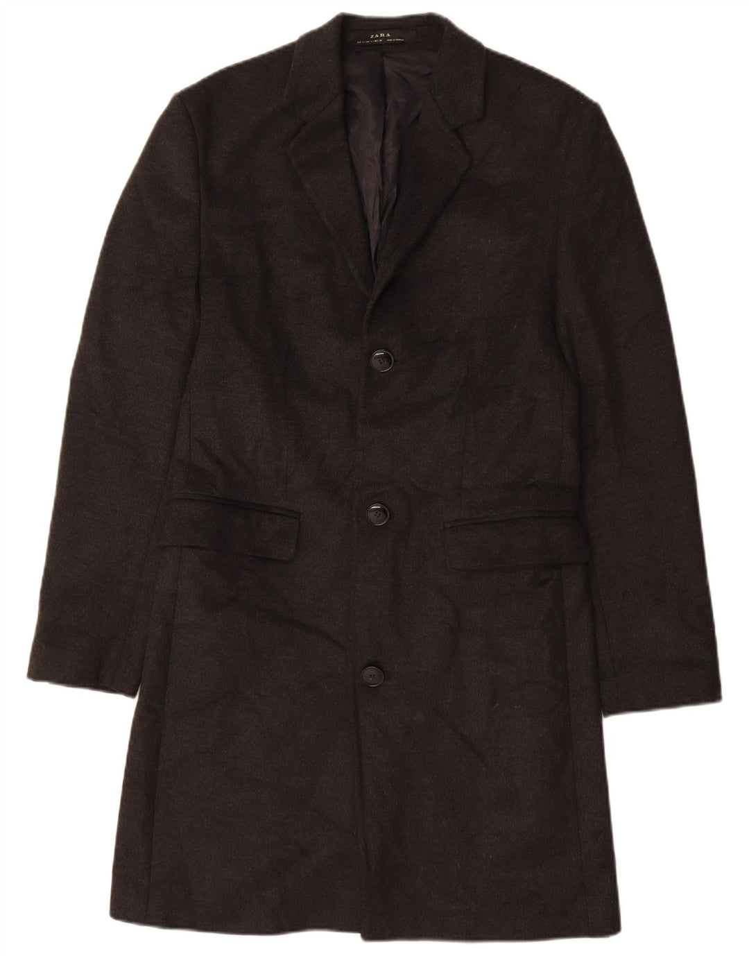 Zara Manteau Homme UK 36 Petit Gris Polyester
