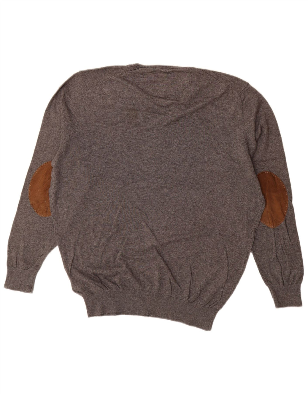 MASSIMO DUTTI Pull col V Homme XL Gris Coton