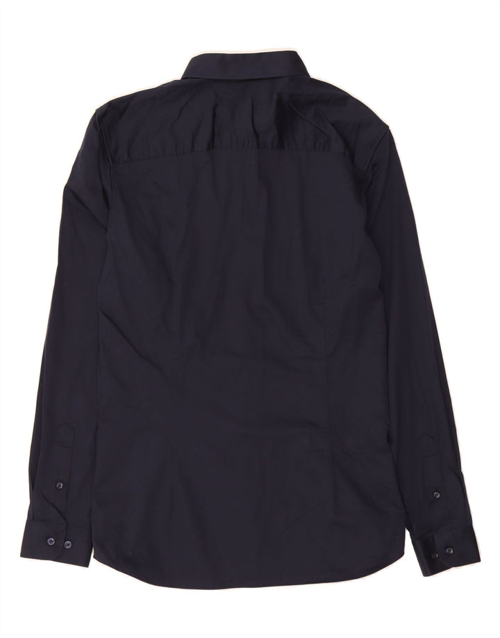 JACK & JONES Mens Premium Shirt Medium Navy Blue Cotton Vintage Jack & Jones and Second-Hand Jack & Jones from Messina Hembry 