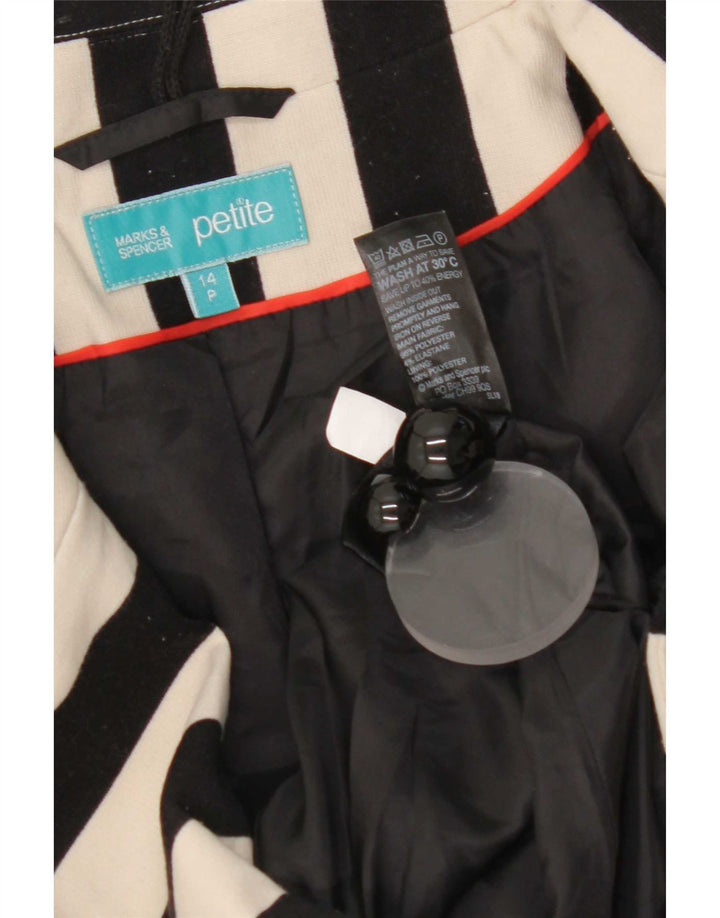 Marks & Spencer Veste blazer courte pour femme UK 14 Medium Noir Rayé