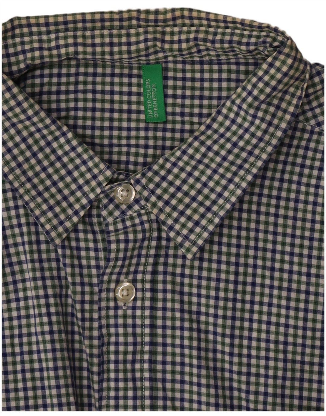 Benetton Chemise à Manches Courtes Homme Vichy Multicolore Moyen