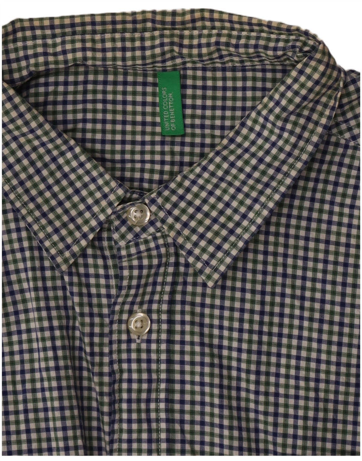 Benetton Chemise à Manches Courtes Homme Vichy Multicolore Moyen