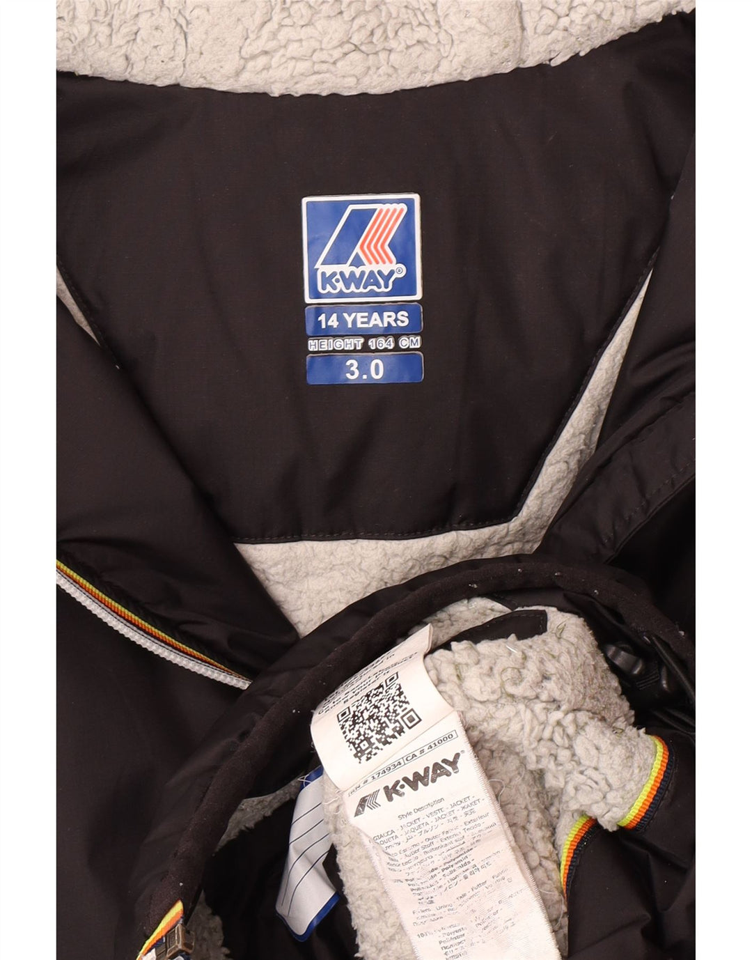 K-Way Veste Coupe-Vent à Capuche Garçon 13-14 Ans Noir Polyamide