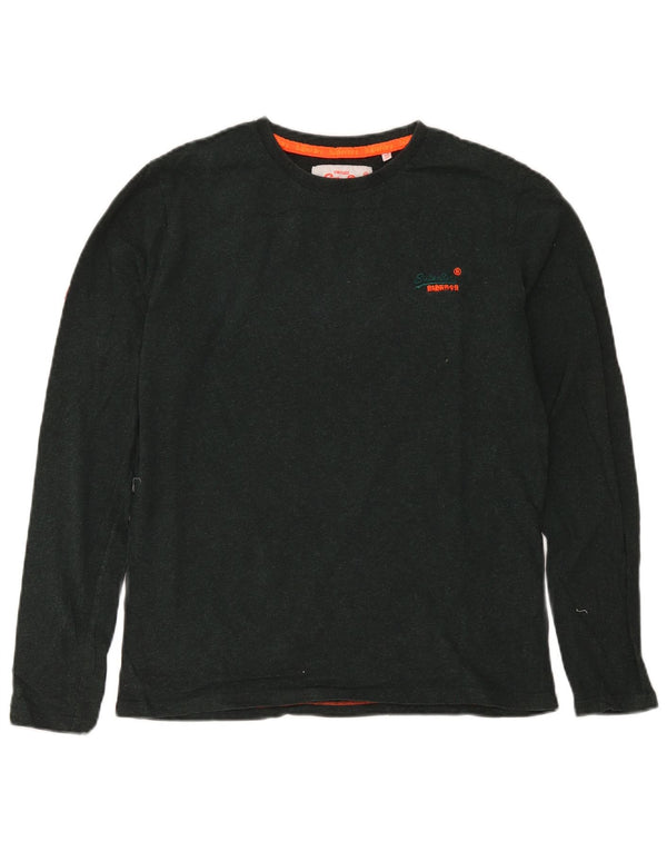 Superdry Top à manches longues en coton vert moyen |