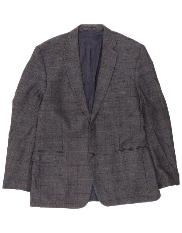 Marks & Spencer Veste blazer à 2 boutons pour homme UK 42 XL en laine à carreaux bleus