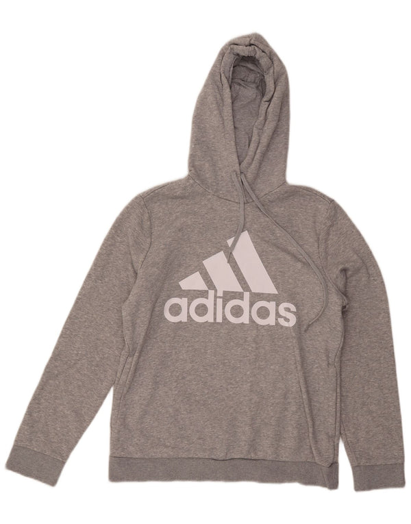 Adidas Pull à capuche graphique pour femme UK 16/18 Grand coton moucheté gris