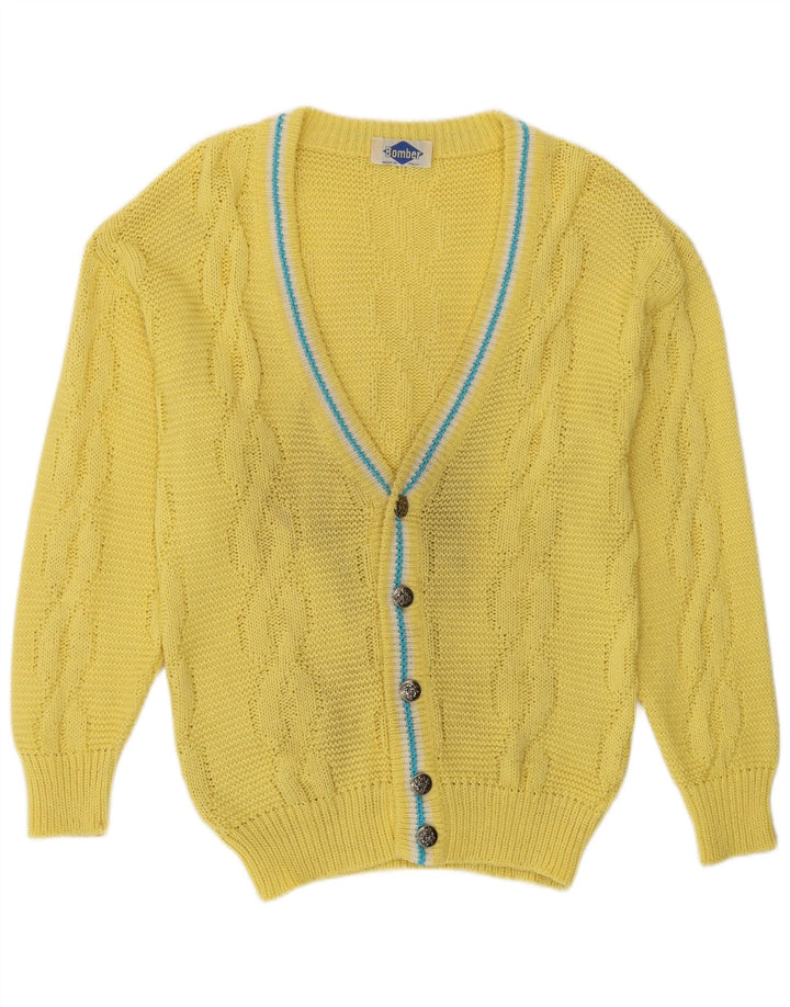 Pull Cardigan Vintage Homme Jaune Moyen