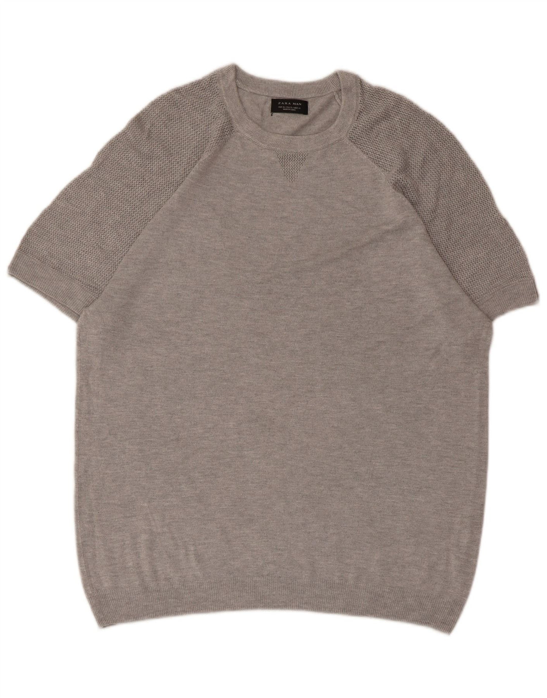 ZARA Pull à manches courtes et col rond pour homme XL Gris