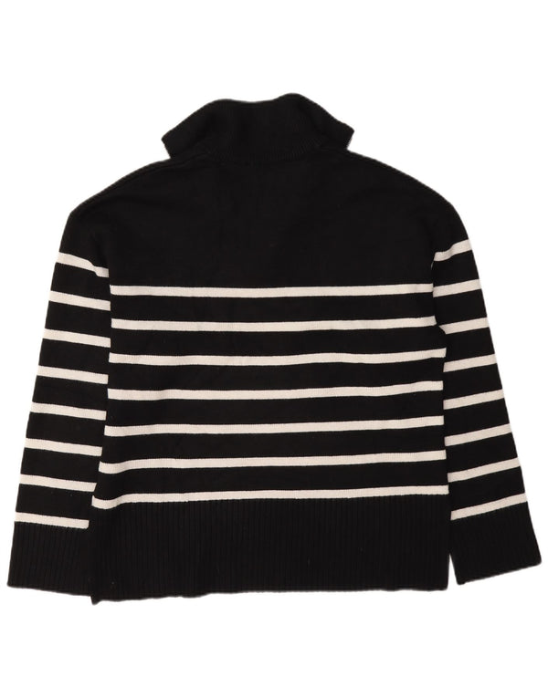 Zara Pull surdimensionné à col zippé pour femme UK 10 Petit rayé noir
