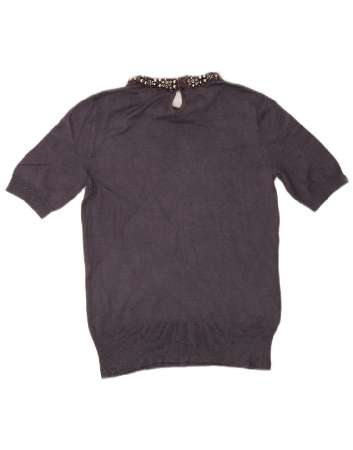Zara Femme Chemisier Top UK 12 Bleu Marine Moyen