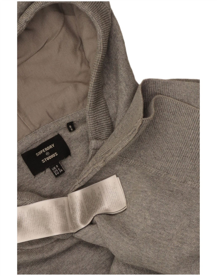 Superdry Pull à capuche pour femme UK 8 Small Gris Coton