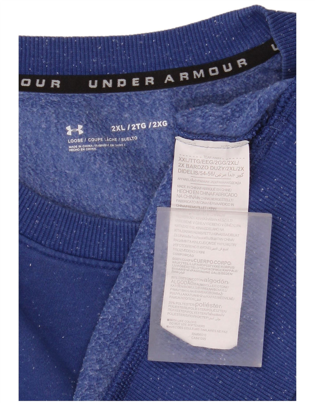 Under Armour Sweat-shirt pour homme en coton moucheté bleu 2XL