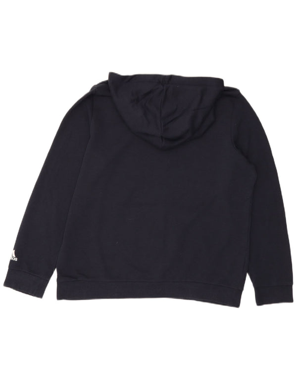 Adidas Pull à capuche graphique pour femme UK 20/22 XL Bleu marine Coton