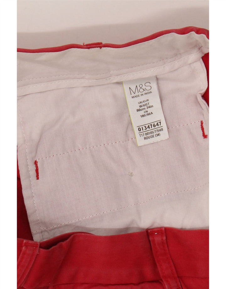 Marks & Spencer Short Chino Homme W34 Grand Rouge Coton