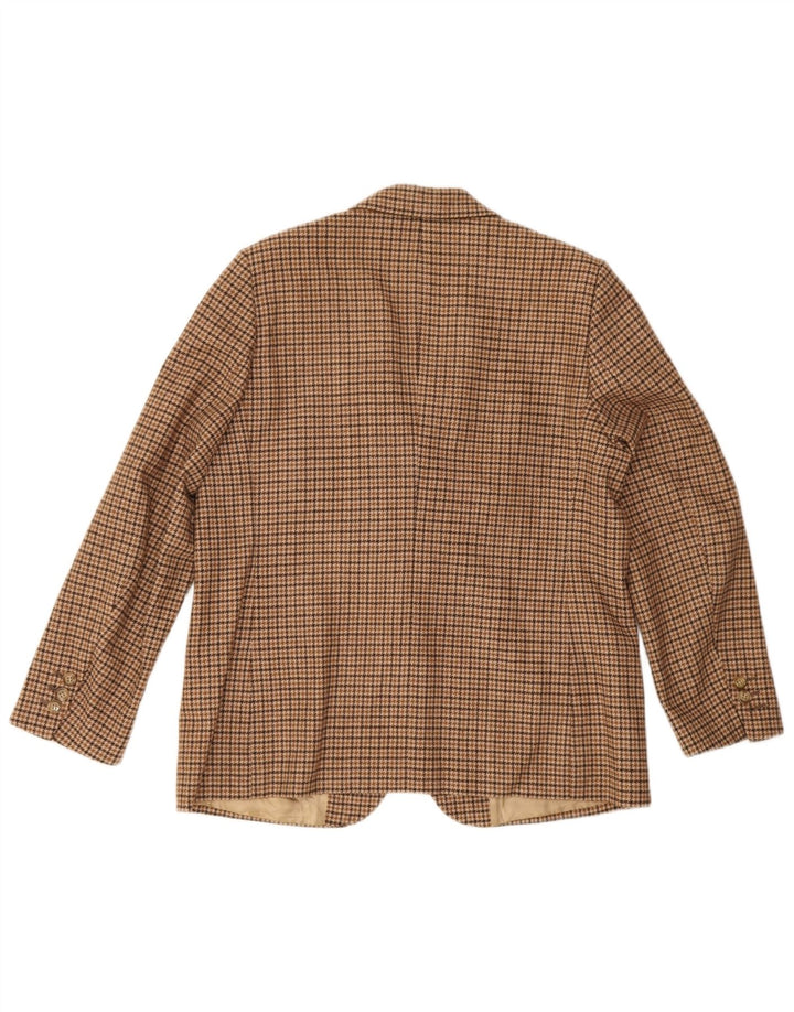vintage Femme 3 Bouton Blazer Veste UK 12 Pied-de-poule Brun Moyen