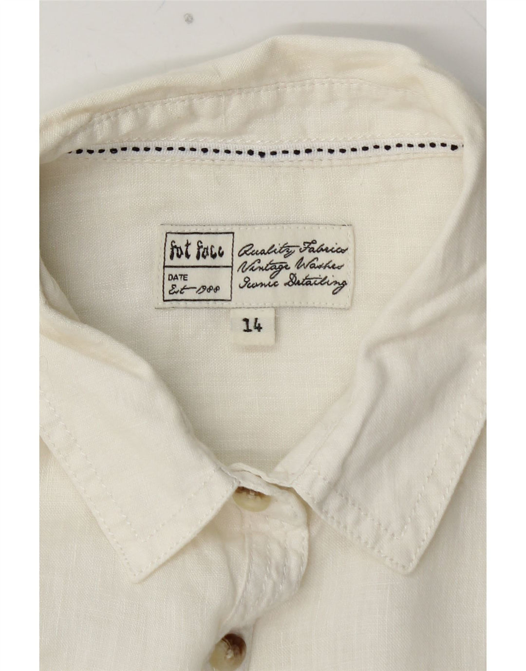 FAT FACE Chemise Femme UK 14 Medium Off White Lin