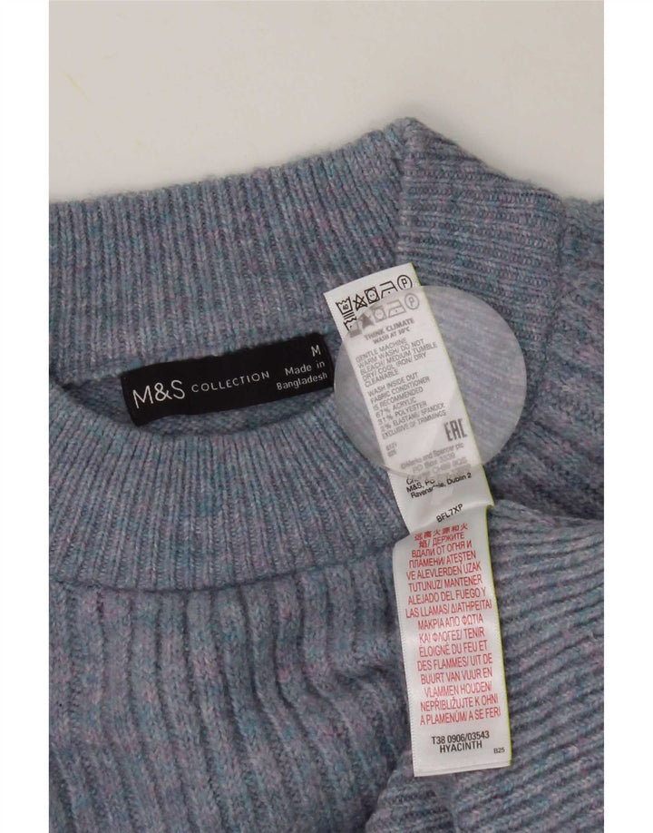 Marks & Spencer Pull col roulé pour femme UK 14 Bleu moyen moucheté