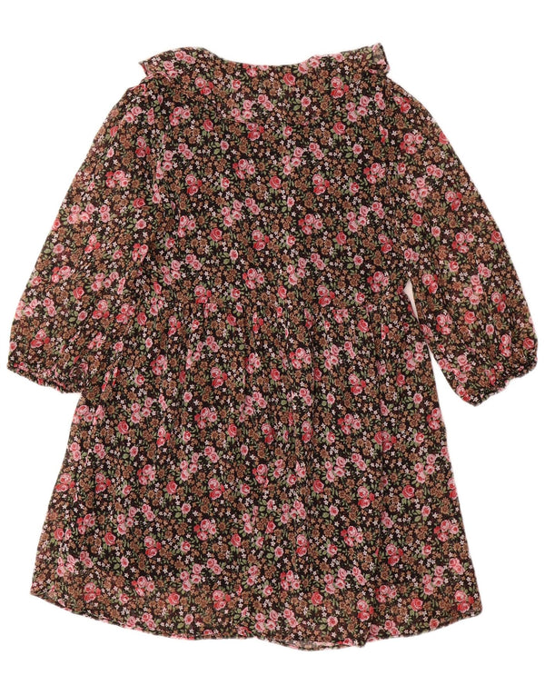 Zara Robe trapèze à manches 3/4 pour femme UK 10 Petit motif floral multicolore