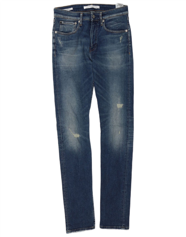 CALVIN KLEIN Jean skinny effet vieilli W28 L32 bleu coton pour homme