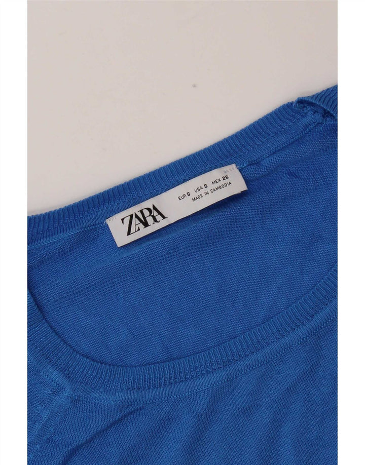 Zara Pull surdimensionné à col bateau pour femme UK 10 Petit Bleu