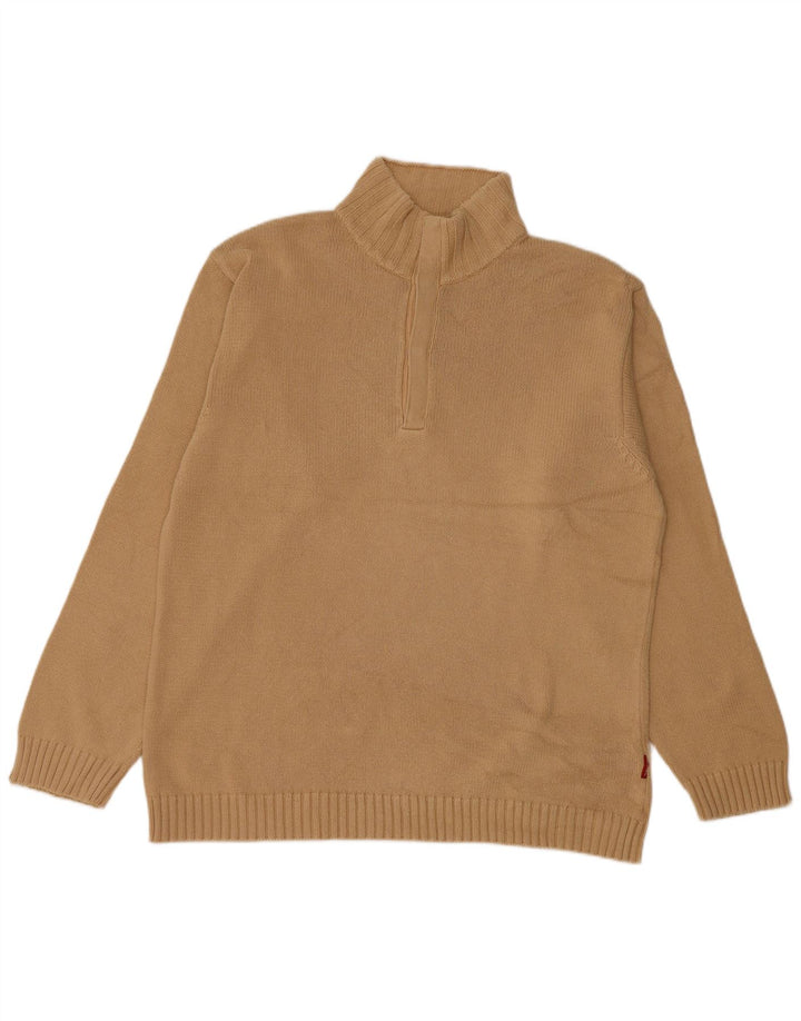 Diadora Pull à col boutonné XL en coton beige pour homme