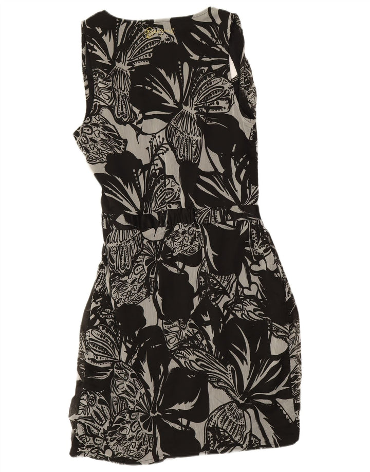 DESIGUAL Robe portefeuille sans manches pour femme EU 38 Polyester floral noir moyen