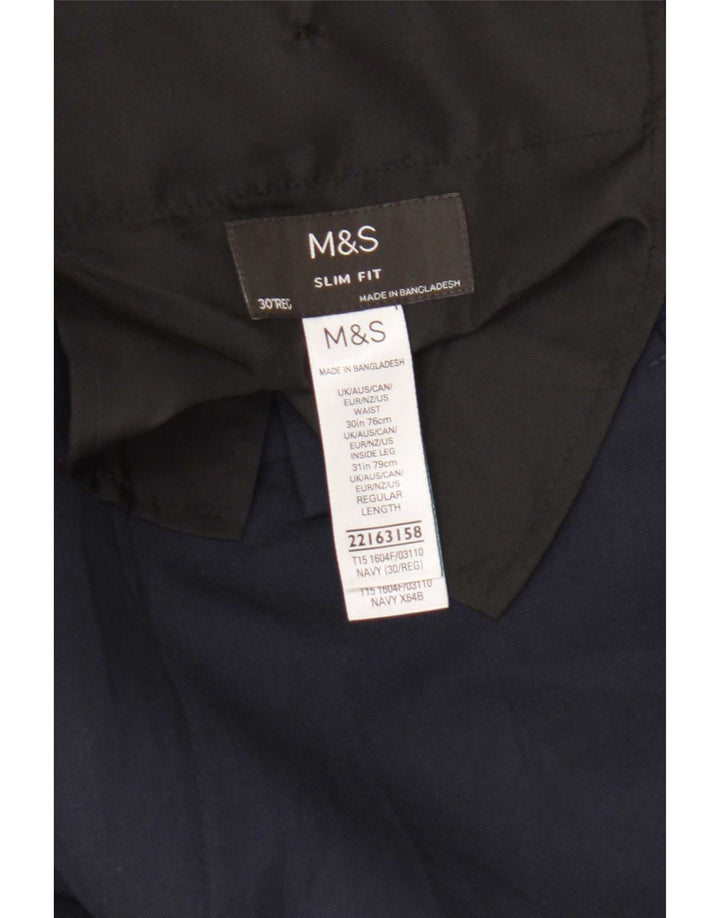 Marks & Spencer Pantalon décontracté coupe slim pour homme W30 L31 Bleu marine Polyester