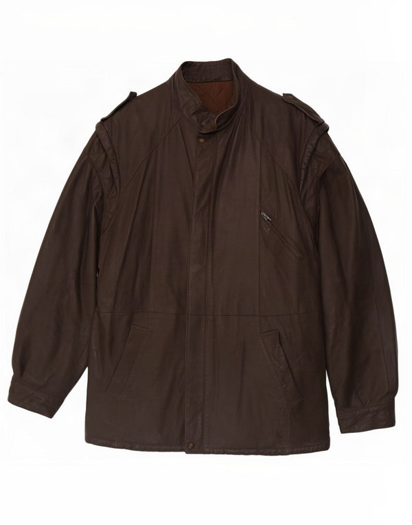 veste en cuir militaire vintage pour hommes IT 54 2XL Marron