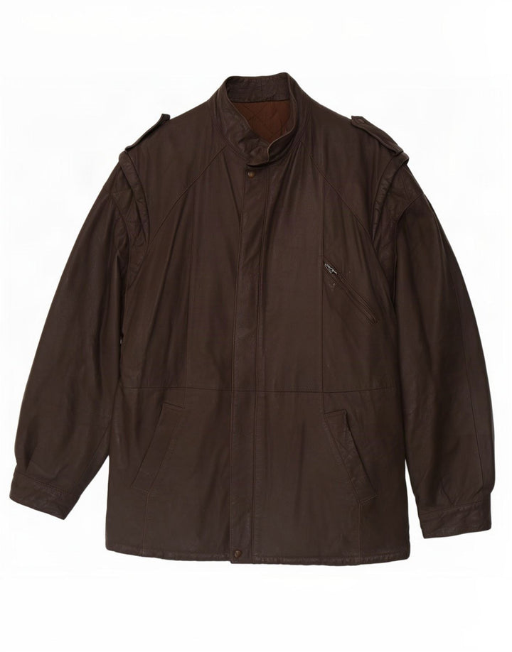 veste en cuir militaire vintage pour hommes IT 54 2XL Marron