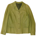 Enrico Mandelli Veste blazer en cuir à 4 boutons pour femme UK 14 Vert moyen