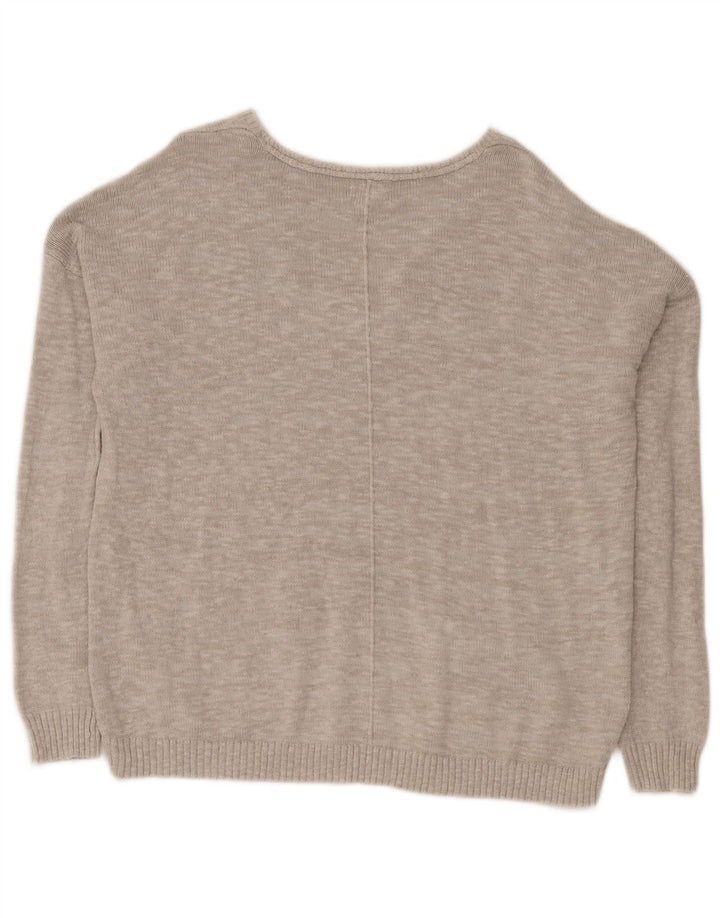 Fat Face Pull surdimensionné à col en V pour femme UK 16 Large Gris Coton