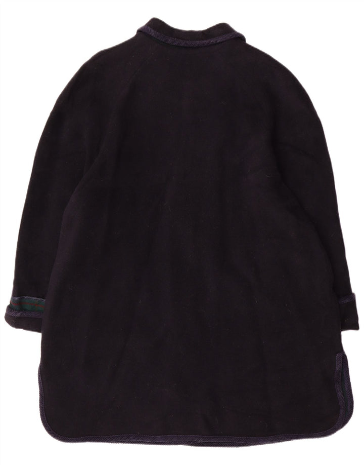 vintage Femme Pardessus UK 20 2XL Laine Bleu Marine
