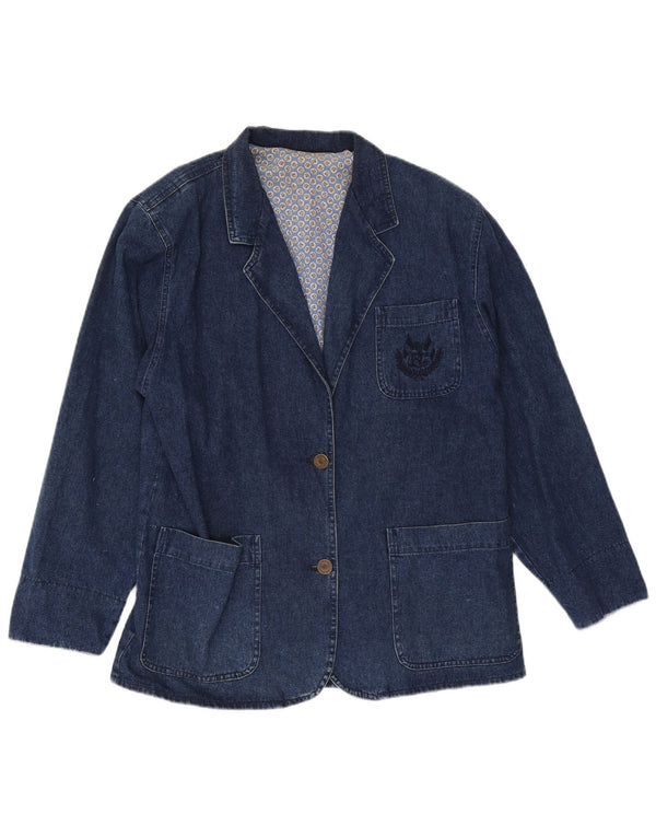 Blues Club Veste blazer en jean à 2 boutons pour femme UK 16 Large Bleu marine en coton