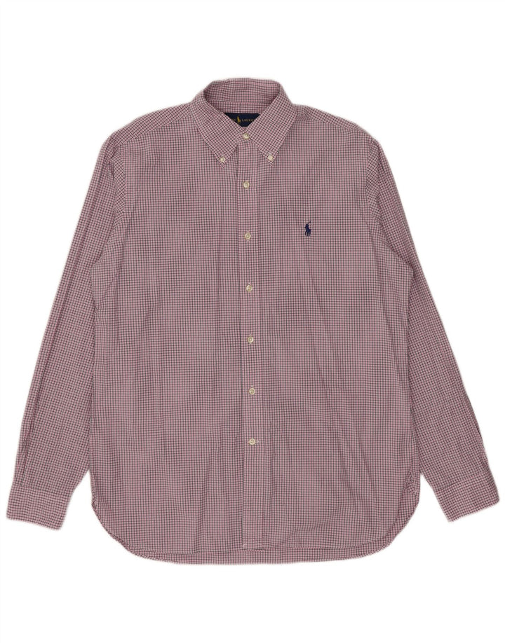 Ralph Lauren Chemise Homme Taille 15 1/2 Coton à carreaux rose moyen