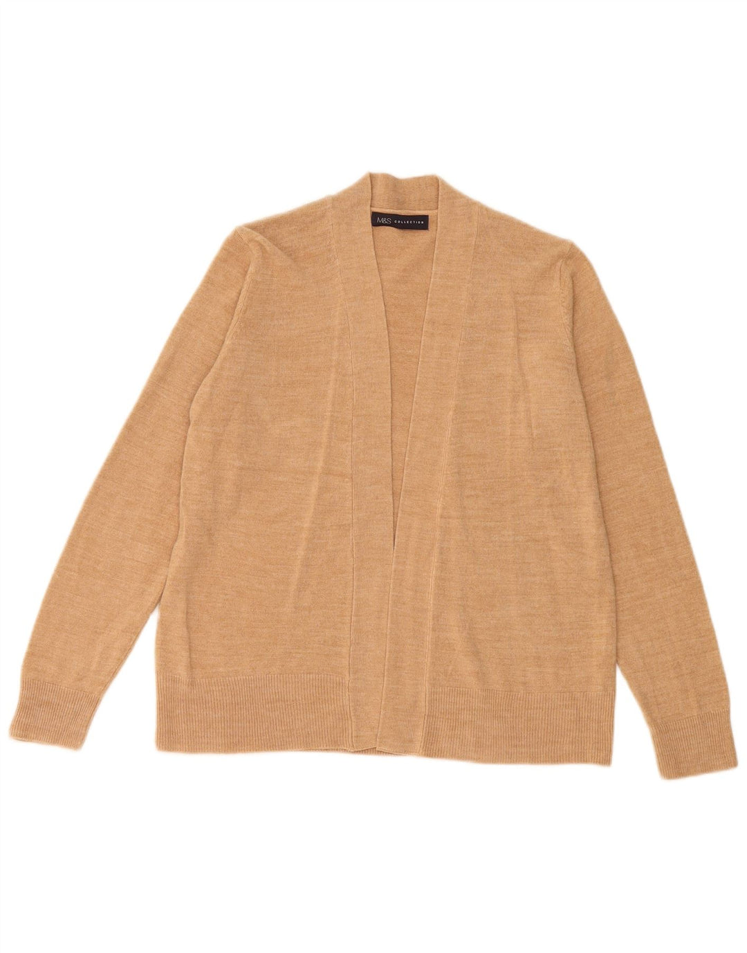 Marks & Spencer Pull cardigan ouvert pour femme UK 14 Acrylique beige moyen