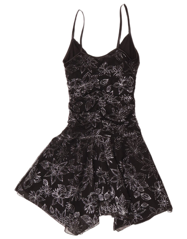 Jane Norman Robe asymétrique sans manches pour femme UK 44 Medium Noir Floral