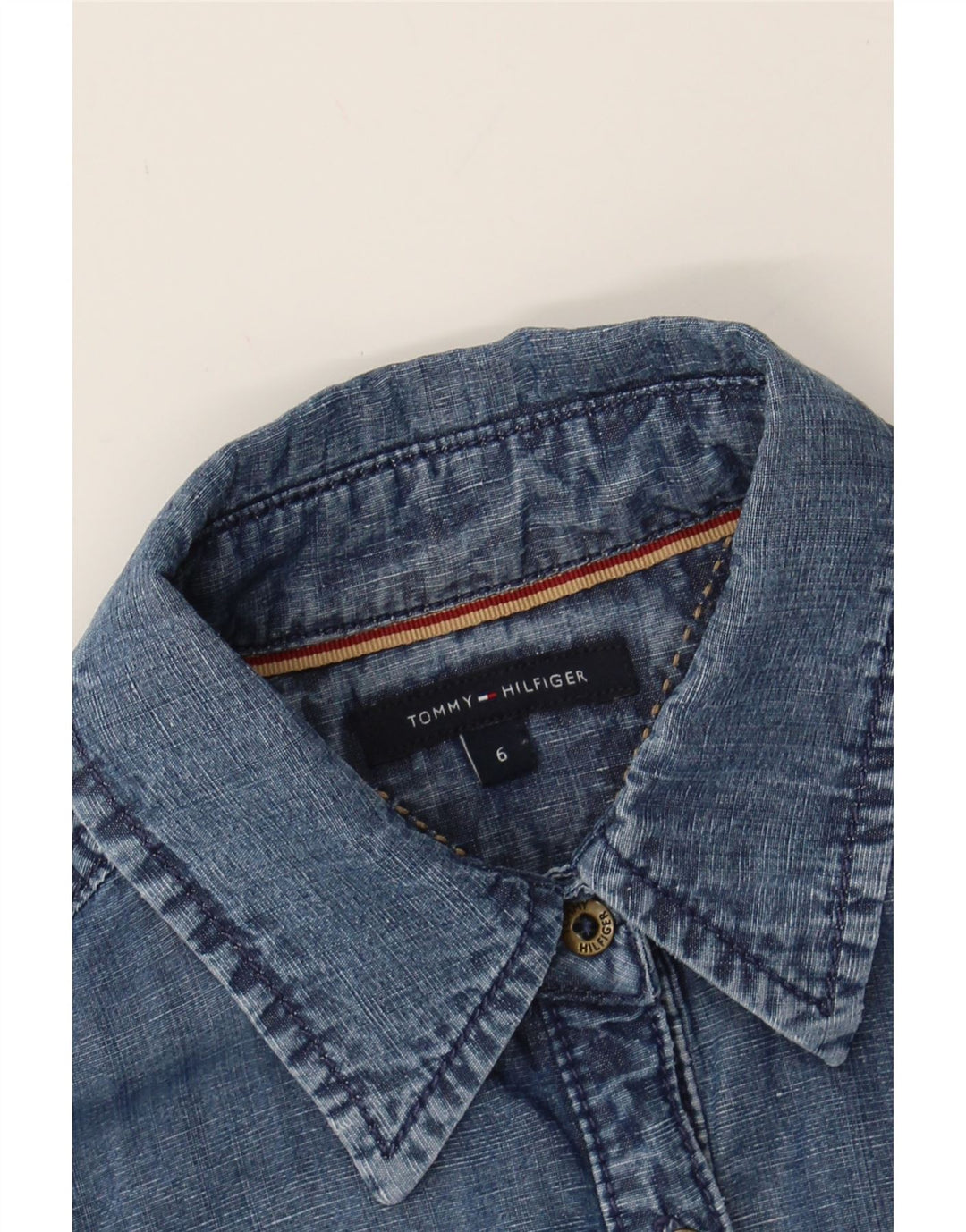 TOMMY HILFIGER Womens Denim Shirt US 6 Medium Blue Lyocell Vintage Tommy Hilfiger and Second-Hand Tommy Hilfiger from Messina Hembry 