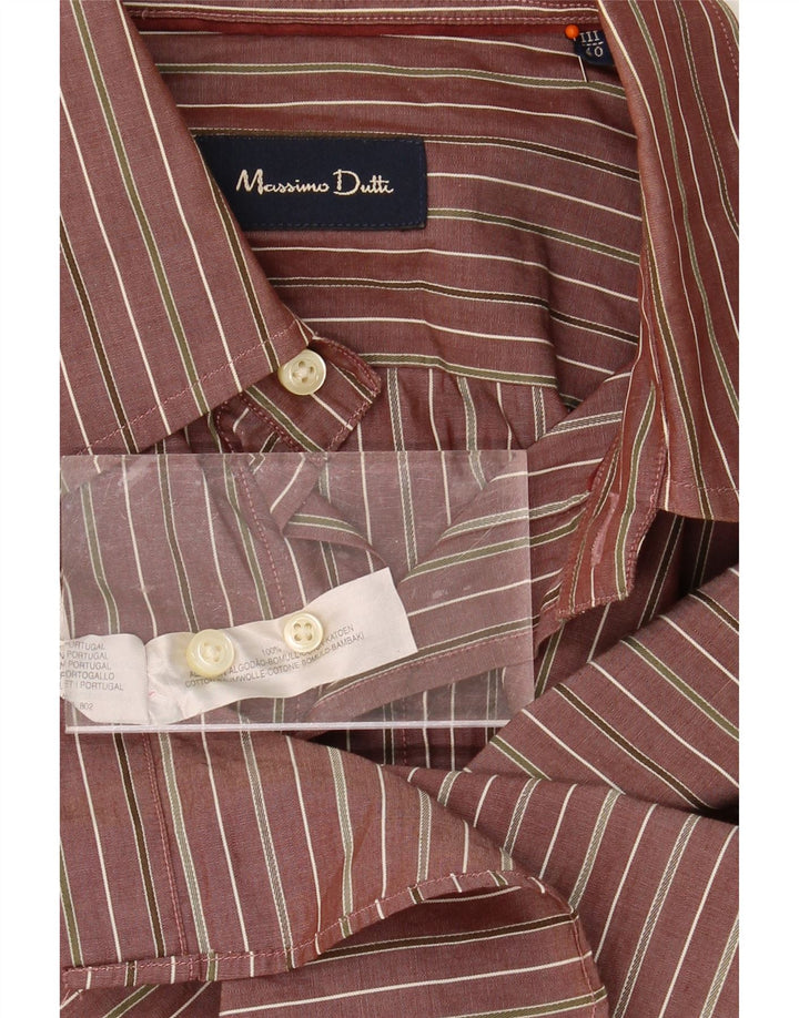 MASSIMO DUTTI Mens Shirt Size 40 Medium Brown Striped Cotton Vintage Massimo Dutti and Second-Hand Massimo Dutti from Messina Hembry 
