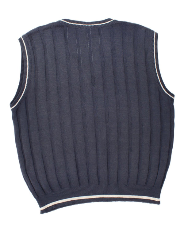 Vintage Mens Vest Débardeur IT 50 Bleu Marine Moyen