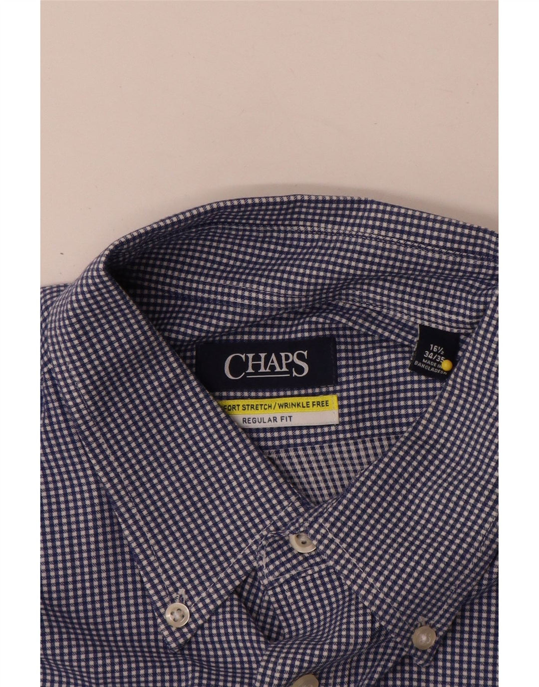 Chaps Chemise coupe régulière pour homme Taille 16 1/2 Grand coton vichy bleu
